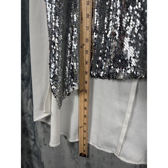 Eloquii Silver Sequin Sleeveless Top Size 18 Elegant Party Blouse - Picture 4 of 7